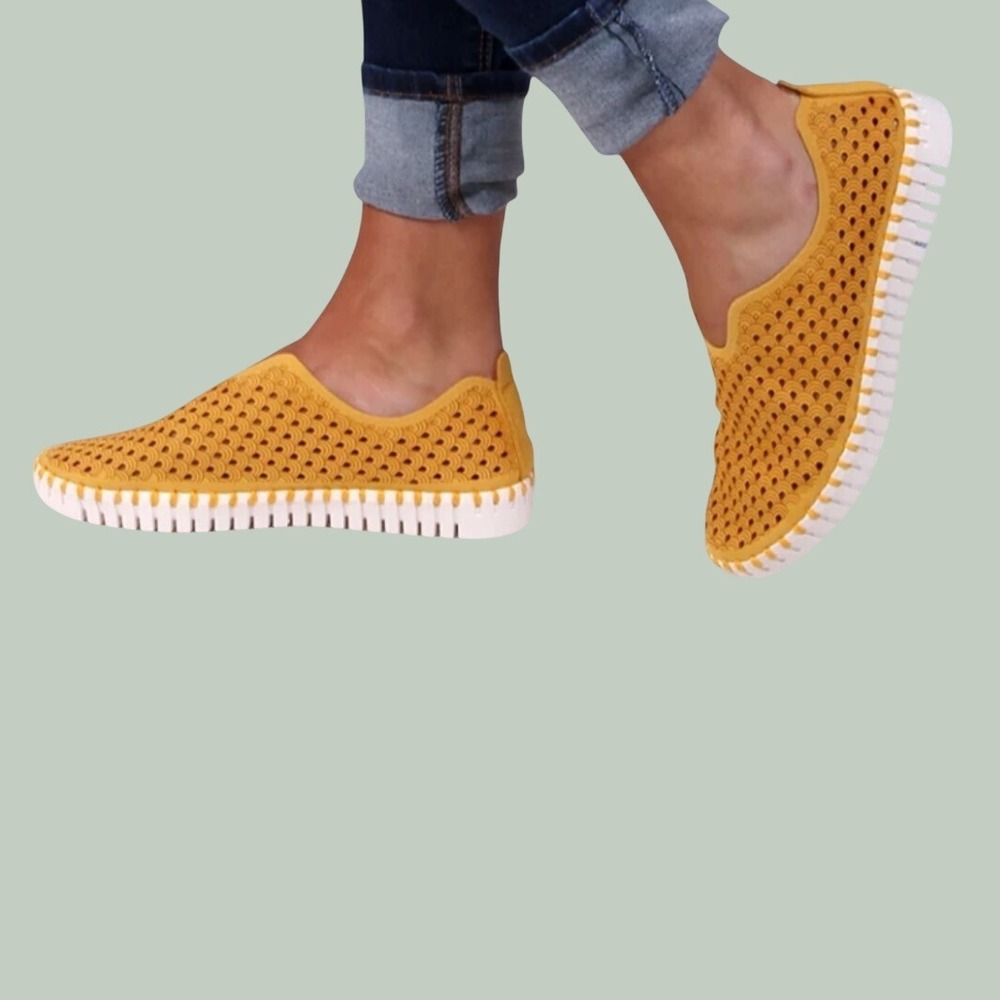 Ilse Jacobsen Tulip Slip-On Sneaker in Citronella (Yellow), Size 9, Perforated